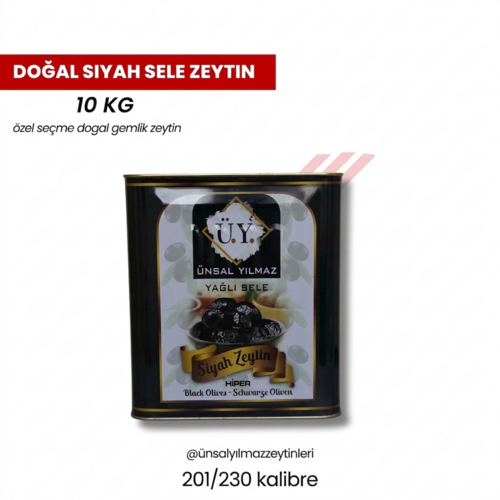 YAĞLI SELE SİYAH ZEYTİN 201/230 CAL 10 KG Ü.Y TNK