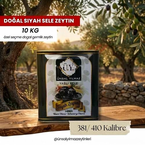 YAĞLI SELE SİYAH ZEYTİN 381/410 CAL 10 KG TNK Ü.Y